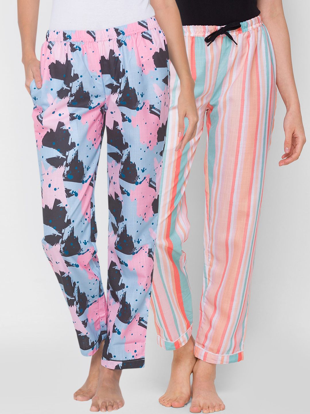 FashionRack Women Set of 2 Cotton Lounge Pants Price in India