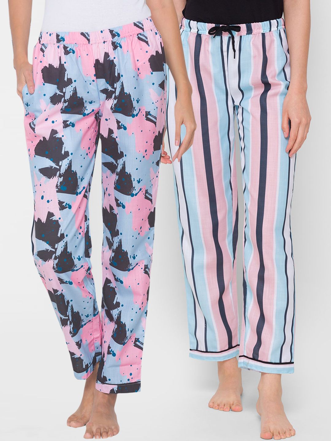 FashionRack Women Pack of 2 Printed Lounge Pants Price in India