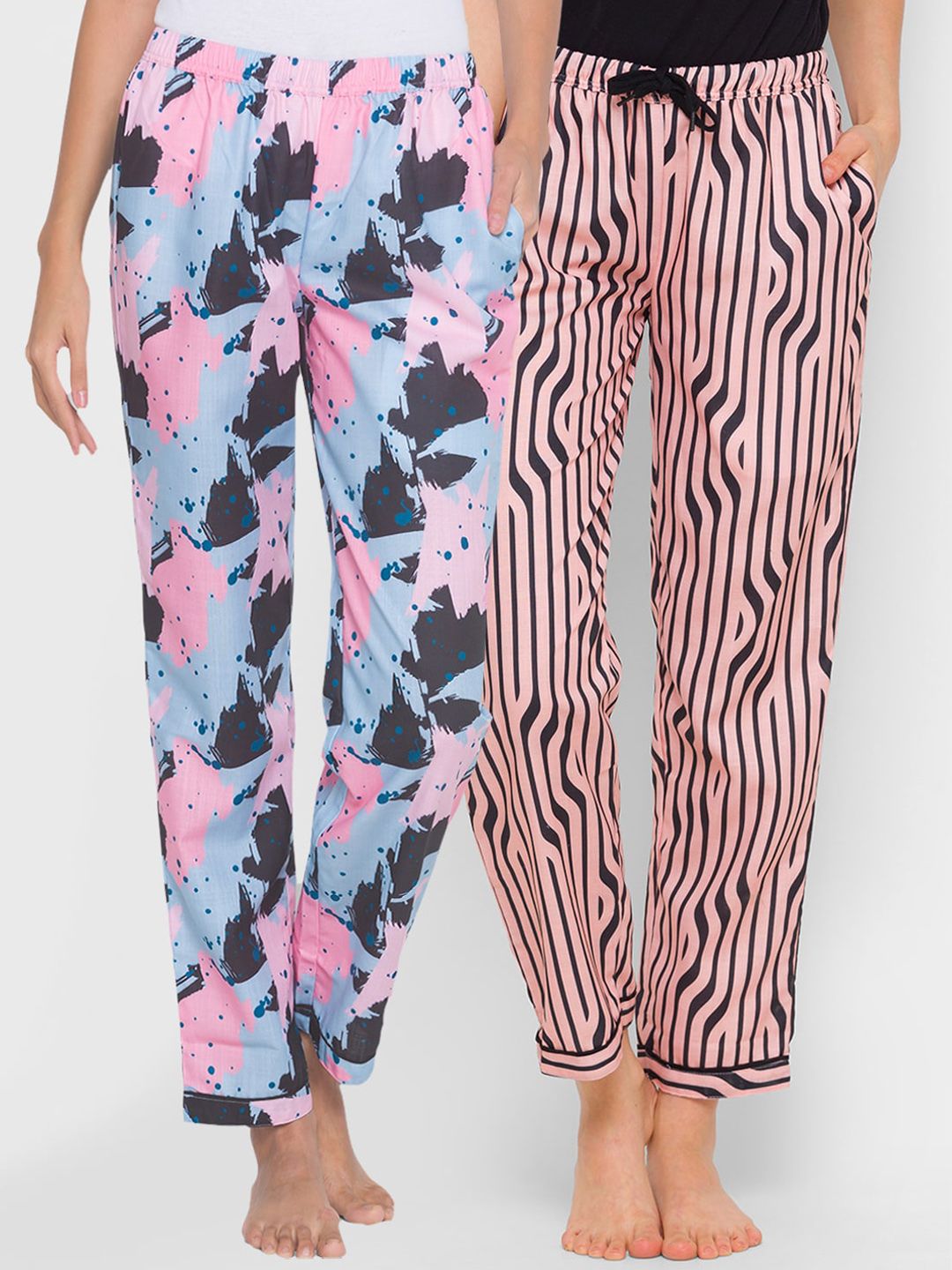 FashionRack Pack Of 2 Printed Cotton Lounge Pants Price in India