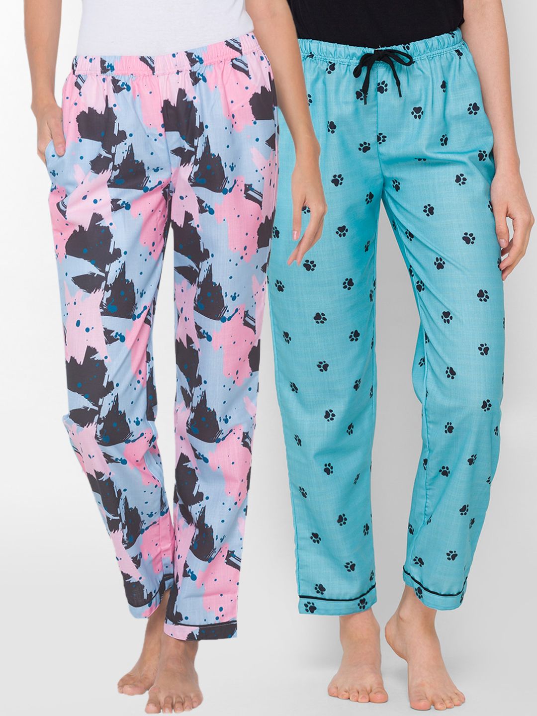 FashionRack Women Pack of 2 Printed Lounge Pants Price in India