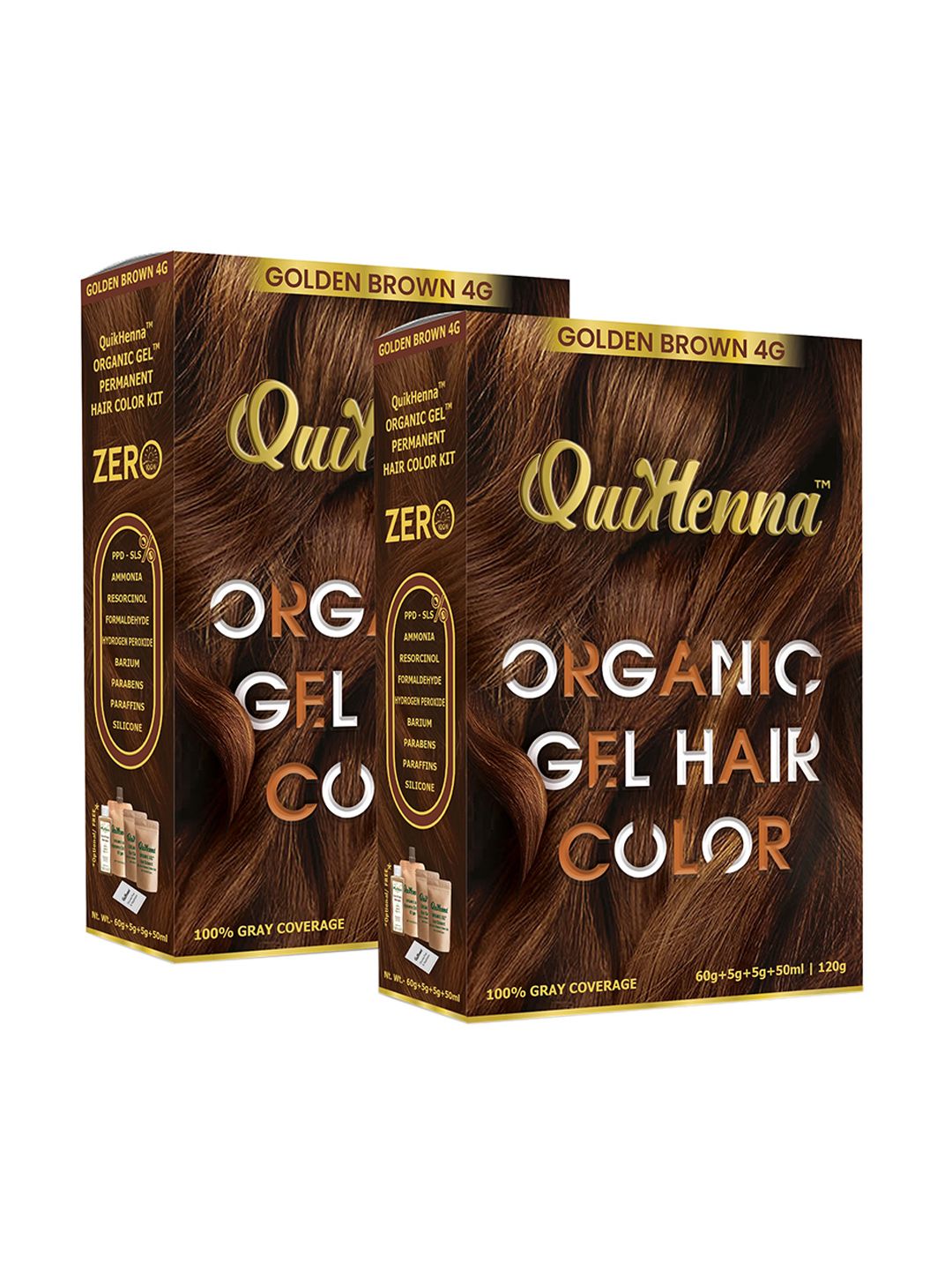 QUIKHENNA Golden Brown Set of 2 Damage Free Gel Hair Color Price in India
