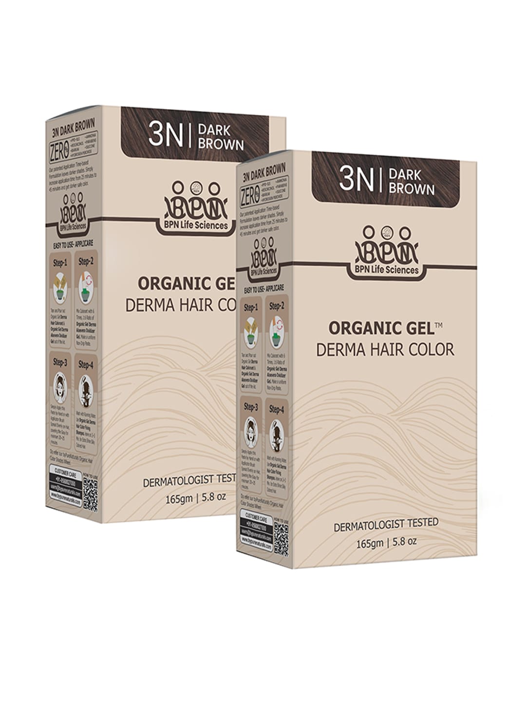 QUIKHENNA Adults Unisex Pack Of 2 Derma Organic Gel Long Hair Color Dark Brown 3N 165g Price in India