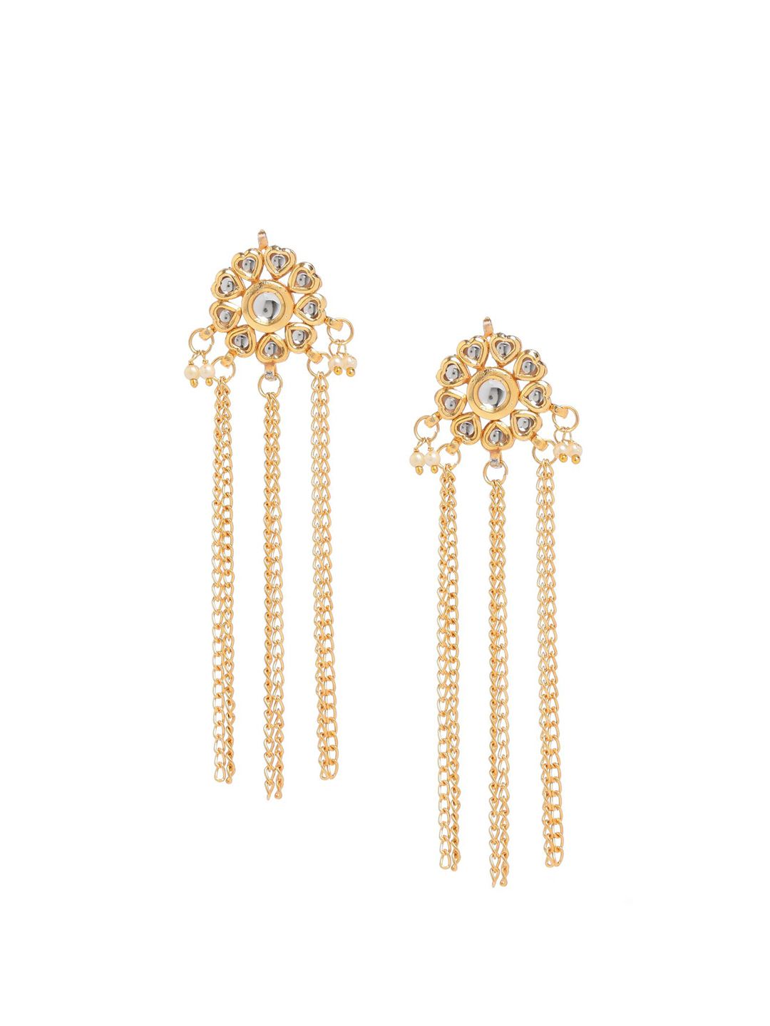 Bamboo Tree Jewels Gold-Toned Contemporary Drop Earrings Price in India