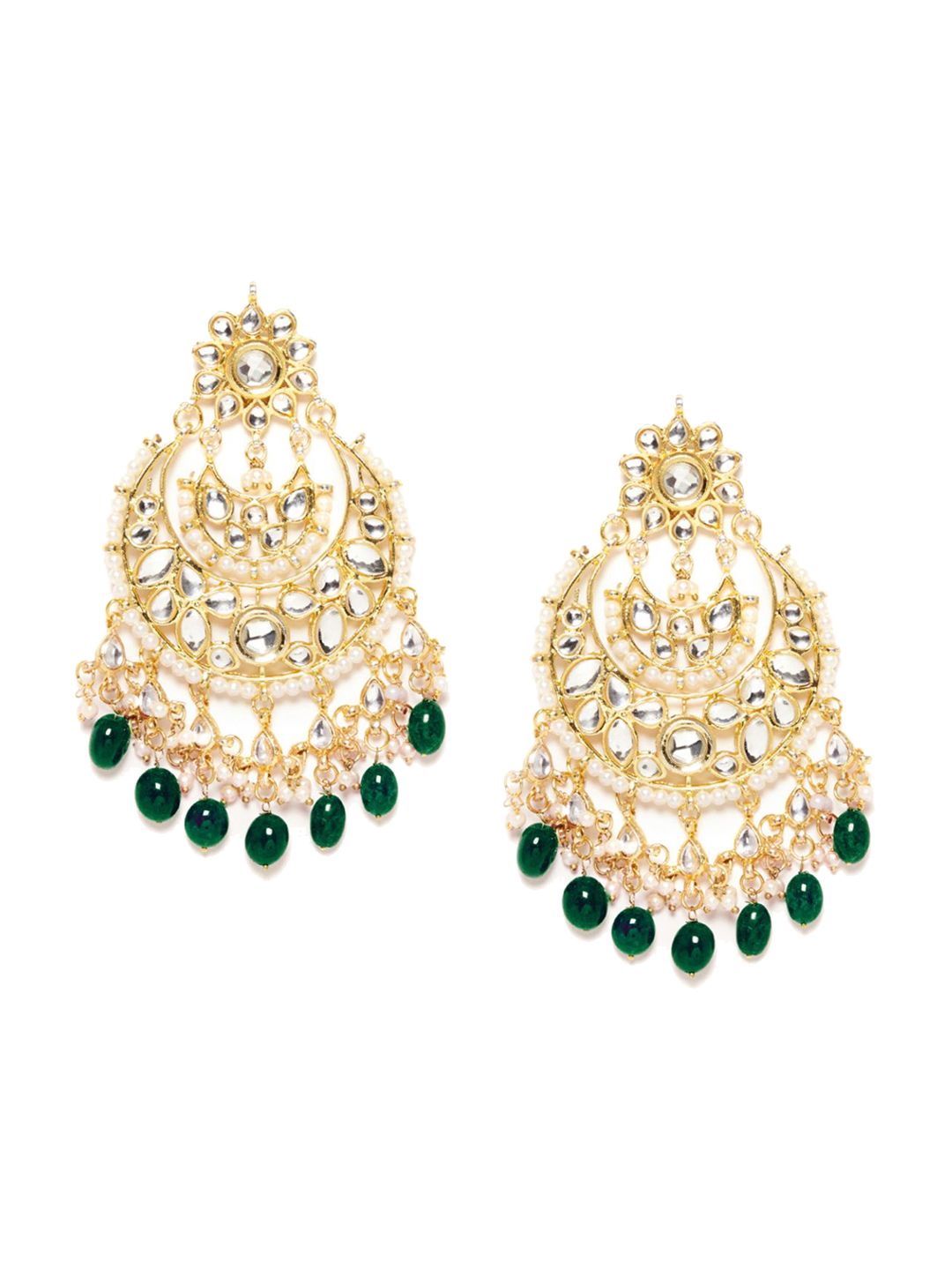 Bamboo Tree Jewels Gold-Toned Contemporary Chandbalis Earrings Price in India