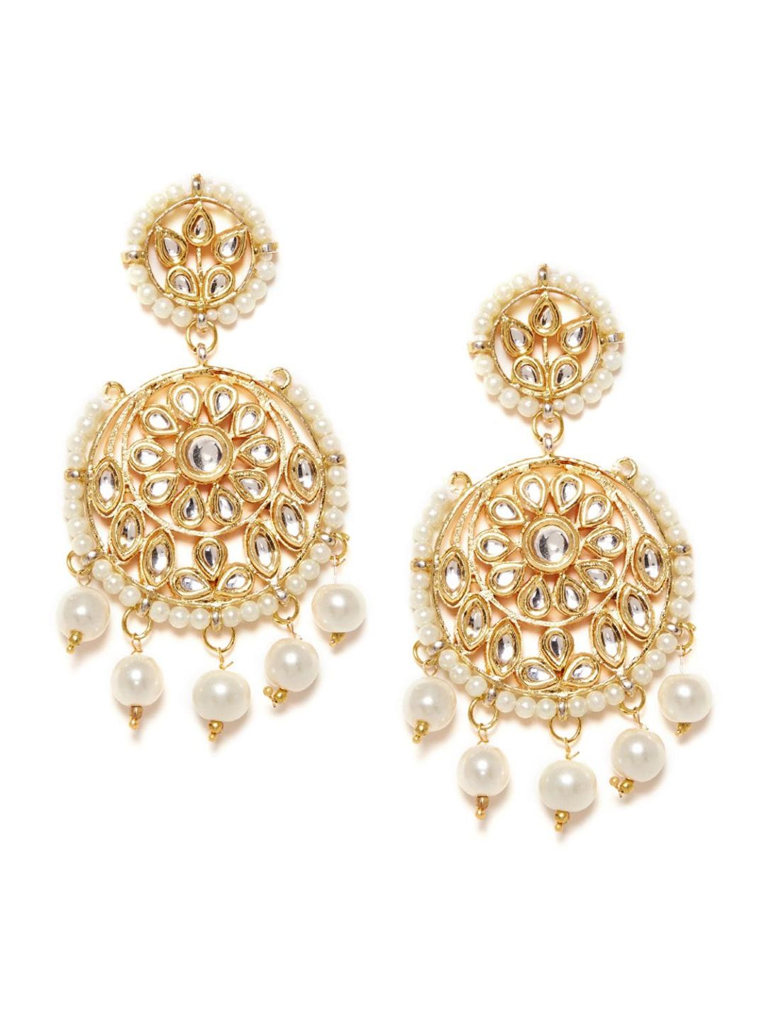 Bamboo Tree Jewels Gold-Toned Contemporary Drop Earrings Price in India