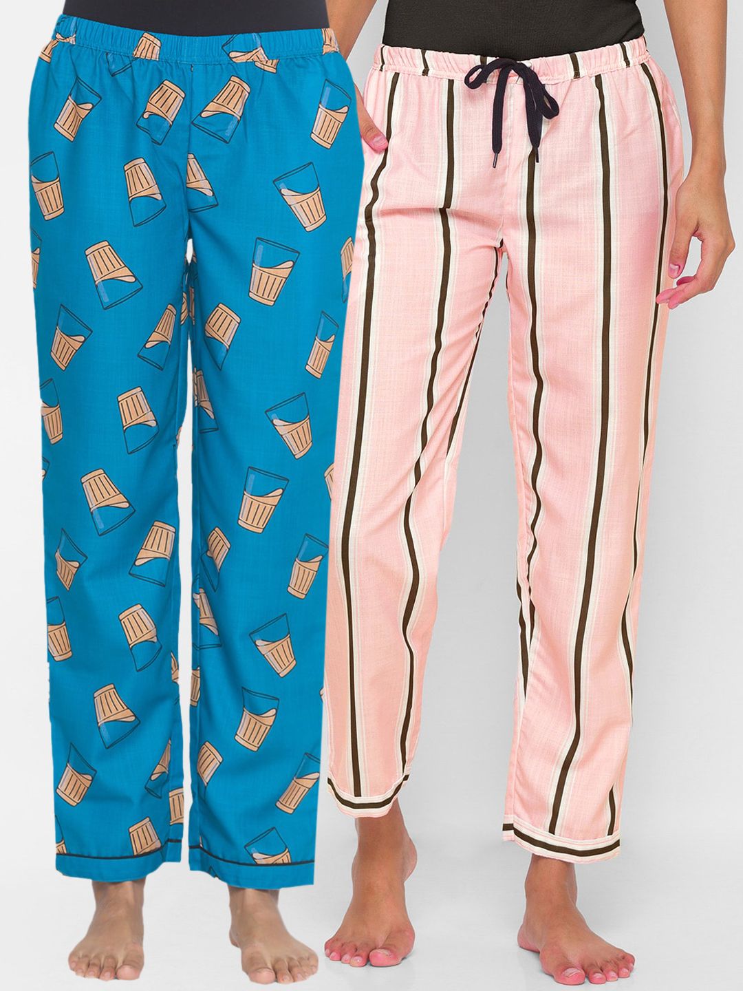 FashionRack Women Pack of 2 Printed Lounge Pants Price in India