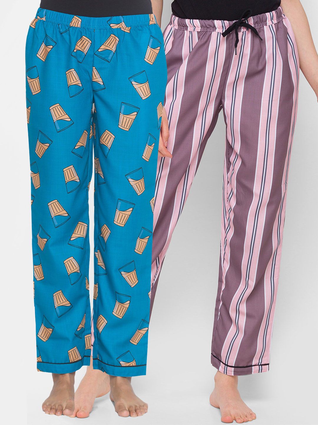 FashionRack Women Pack of 2 Printed Lounge Pants Price in India