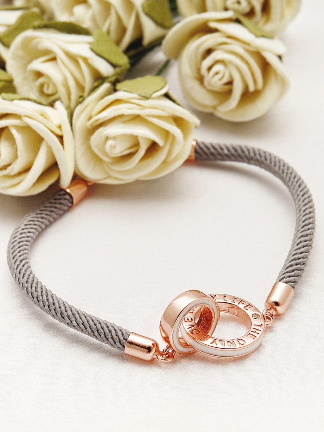 GIVA Women Sterling Silver Rose Gold Toned Wraparound Bracelet Price in India