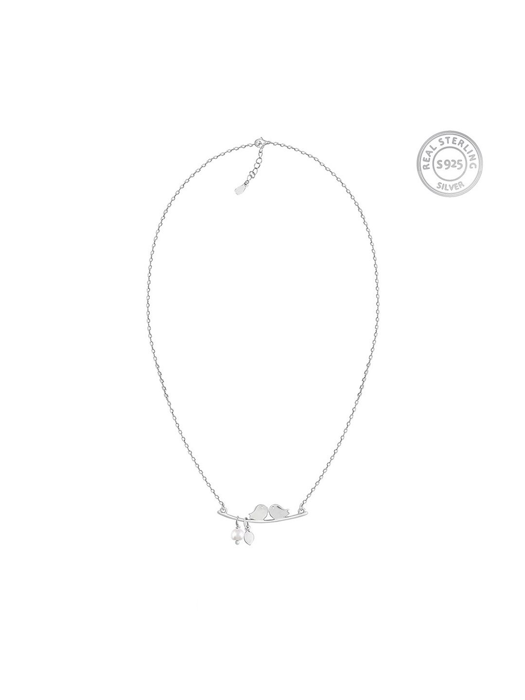 GIVA Silver-Toned Sterling Silver Rhodium-Plated Necklace Price in India