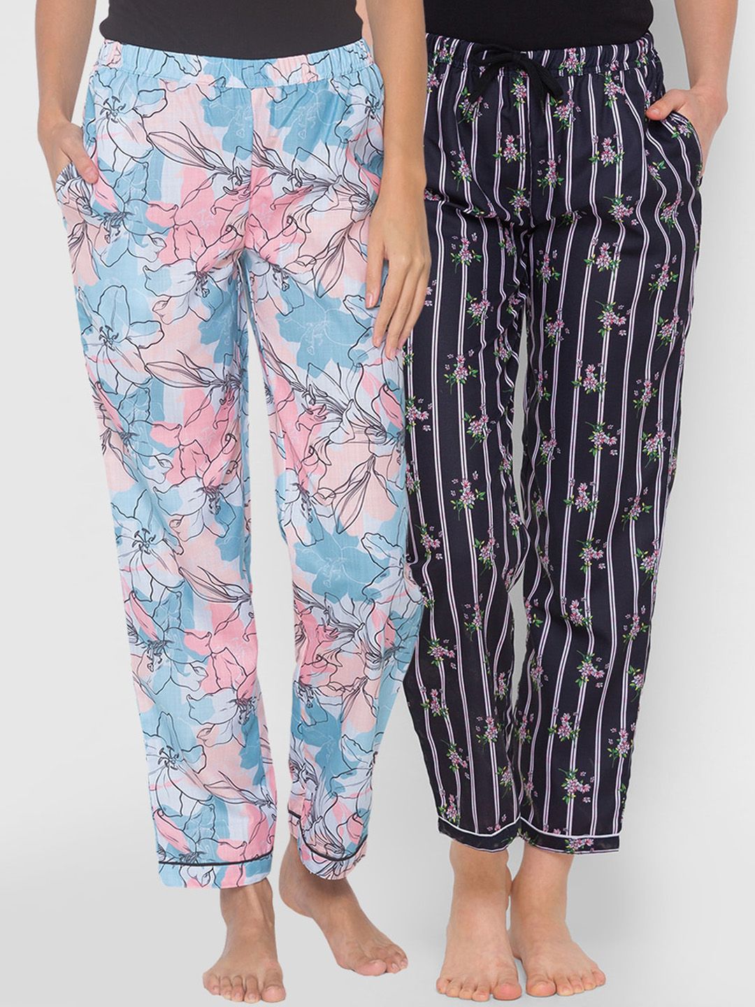 FashionRack Women Pack of 2 Printed Lounge Pants Price in India