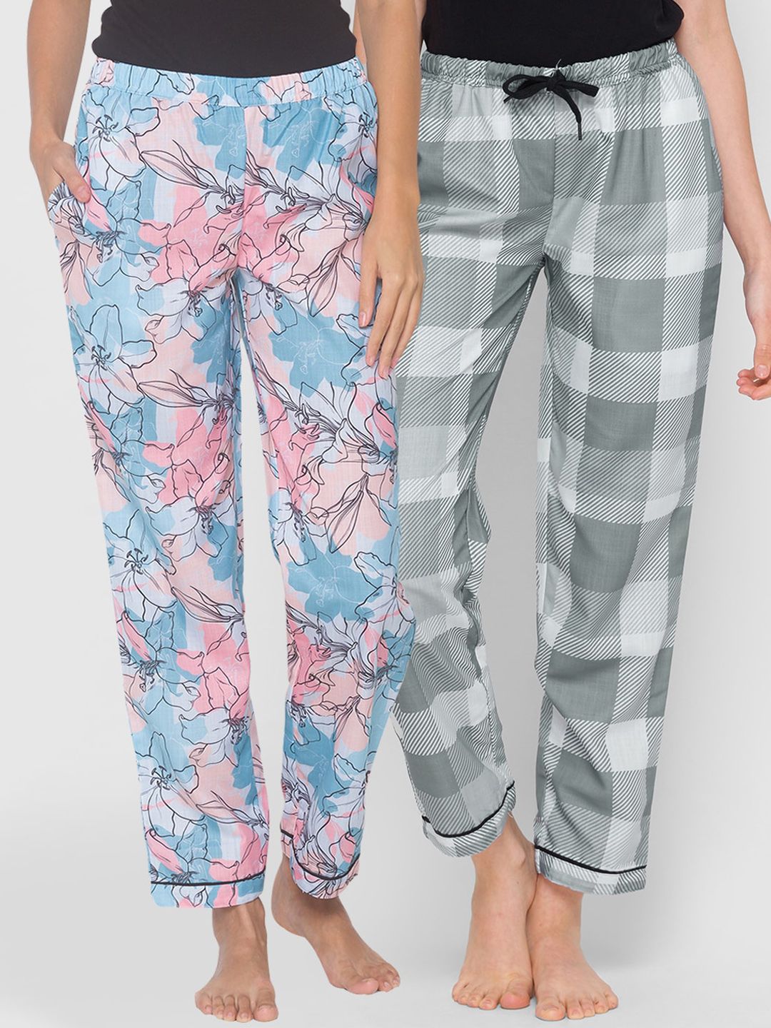 FashionRack Women Set of 2 Cotton Lounge Pants Price in India