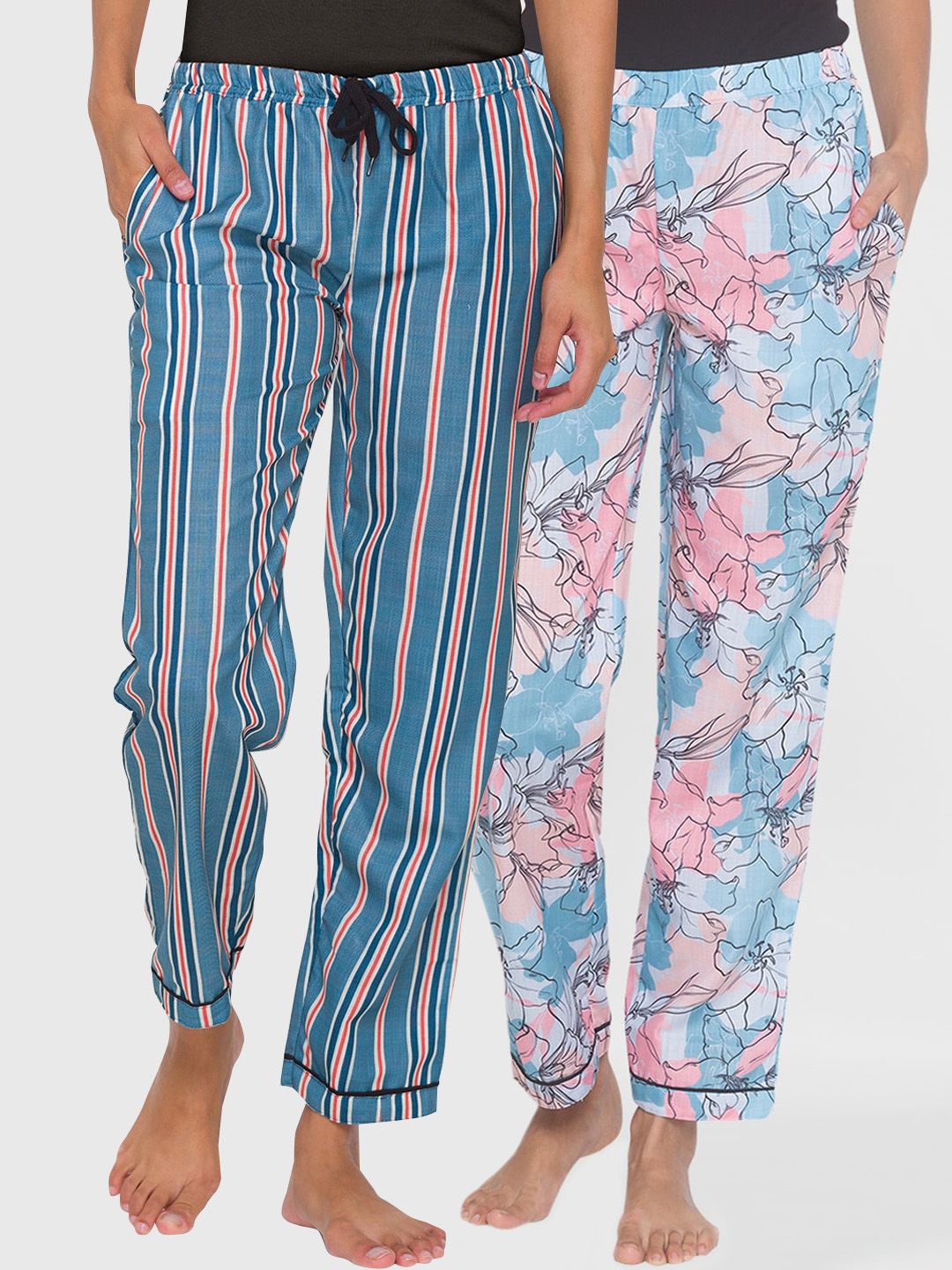 FashionRack Women Pack of 2 Printed Lounge Pants Price in India