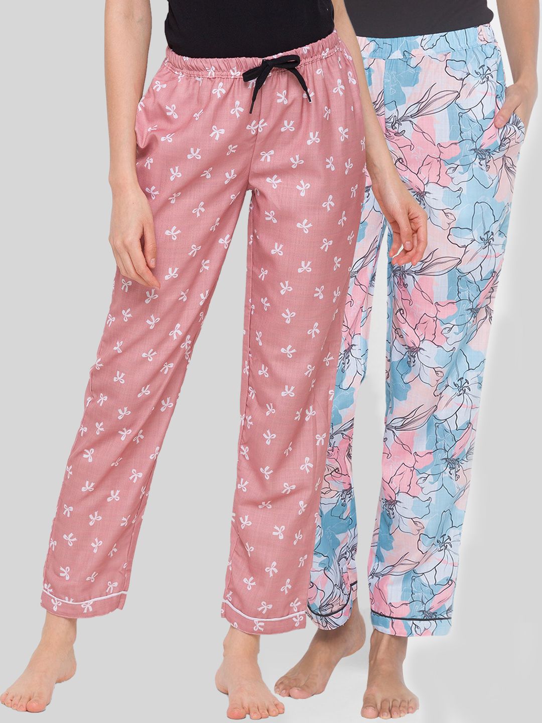 FashionRack Pack Of 2 Printed Cotton Lounge Pants Price in India