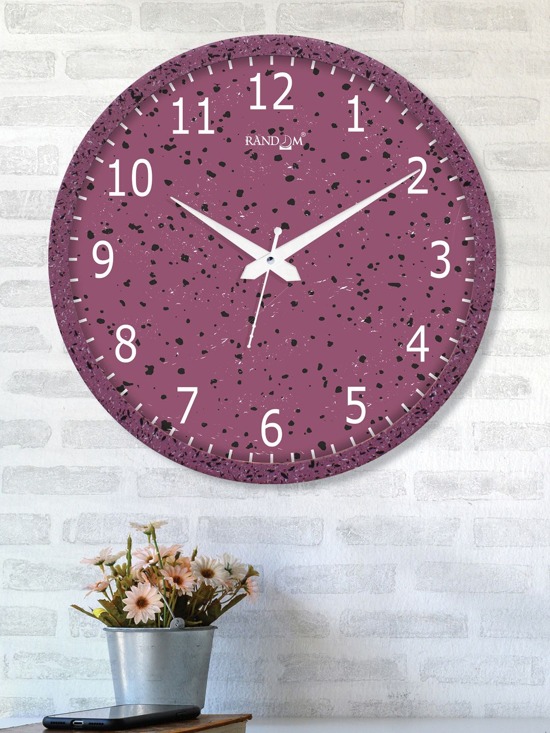 RANDOM Pink & White Printed Contemporary Wall Clock Price in India