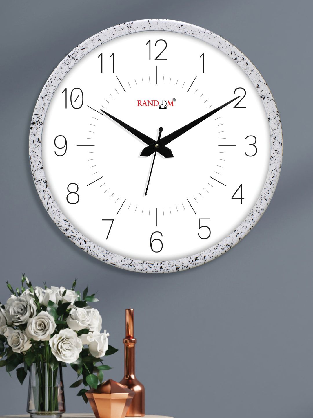 RANDOM White & Grey Printed Contemporary Wall Clock Price in India