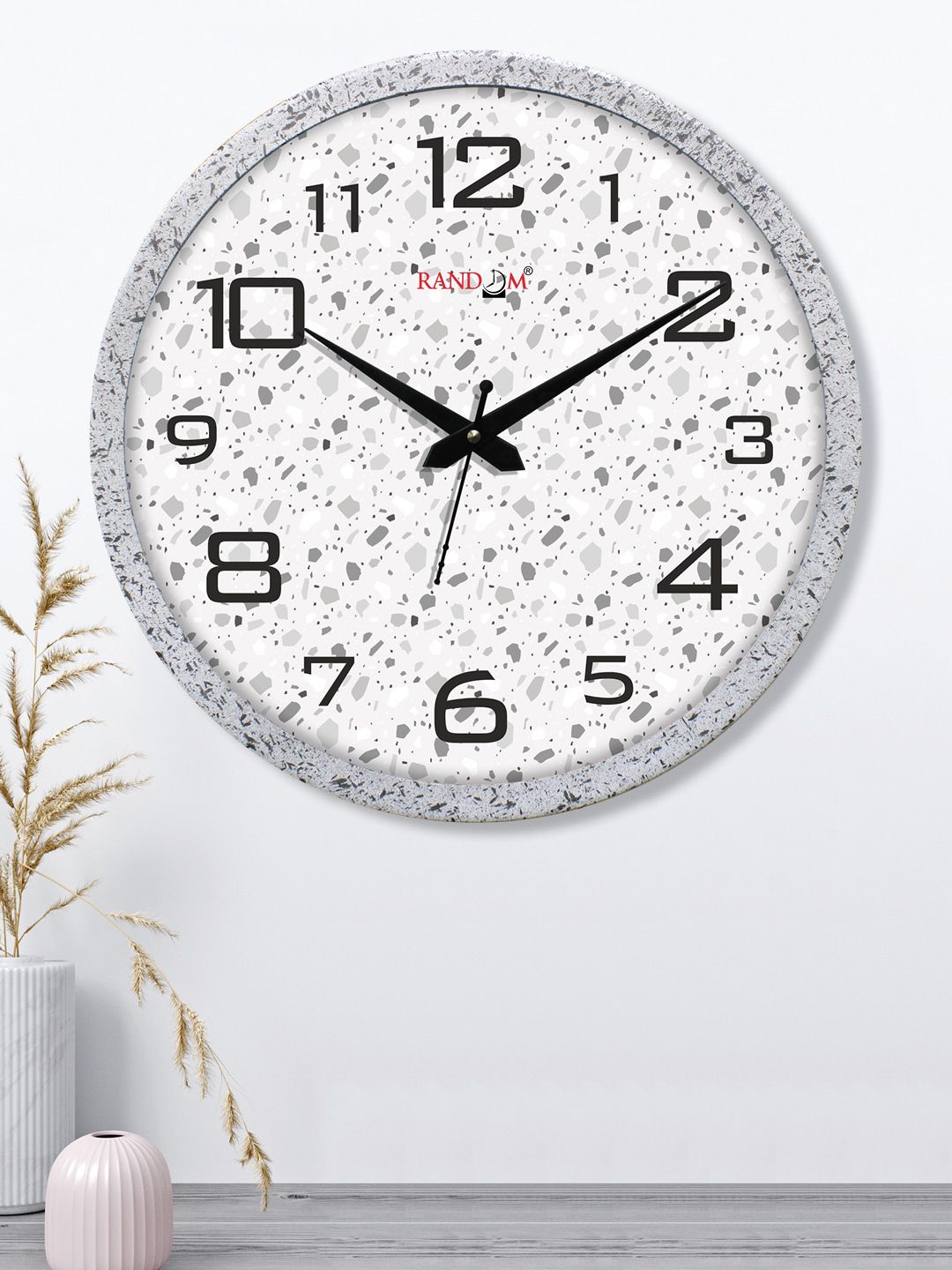 RANDOM White & Black Analogue Contemporary Wall Clock Price in India