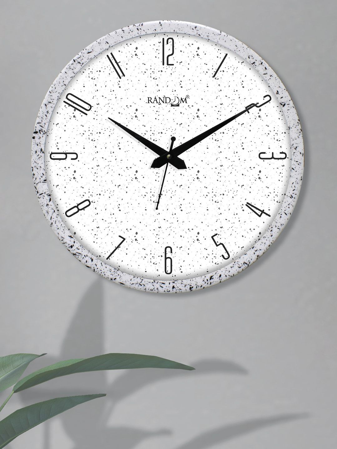 RANDOM Unisex White Terrazzo Pattern Plastic With Glass Analogue Wall Clocks Price in India