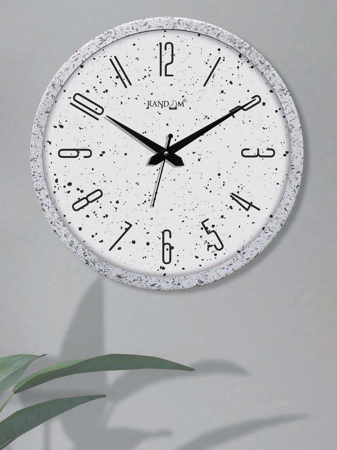 Random Unisex Grey Terrazzo Plastic Wall Clock With Glass Price in India