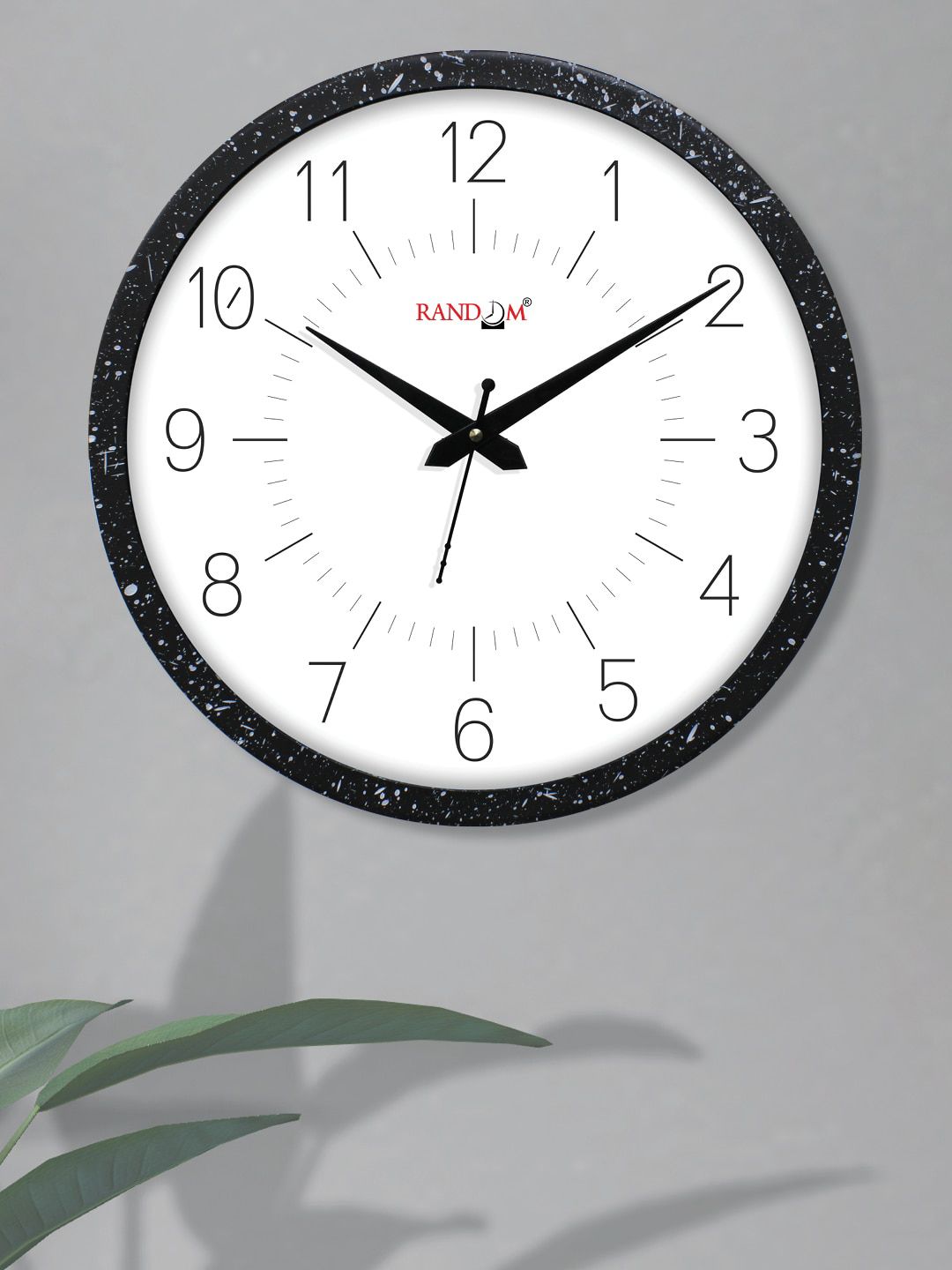 RANDOM White & Black Printed Contemporary 30.48 CM Analogue Wall Clock Price in India