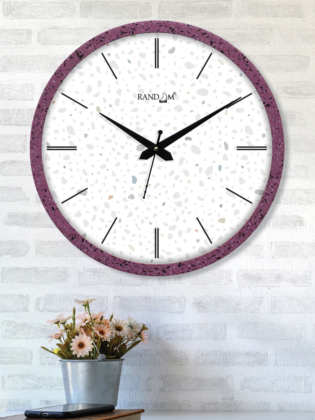 RANDOM White & Purple Printed Contemporary Wall Clock RC-62026 Price in India