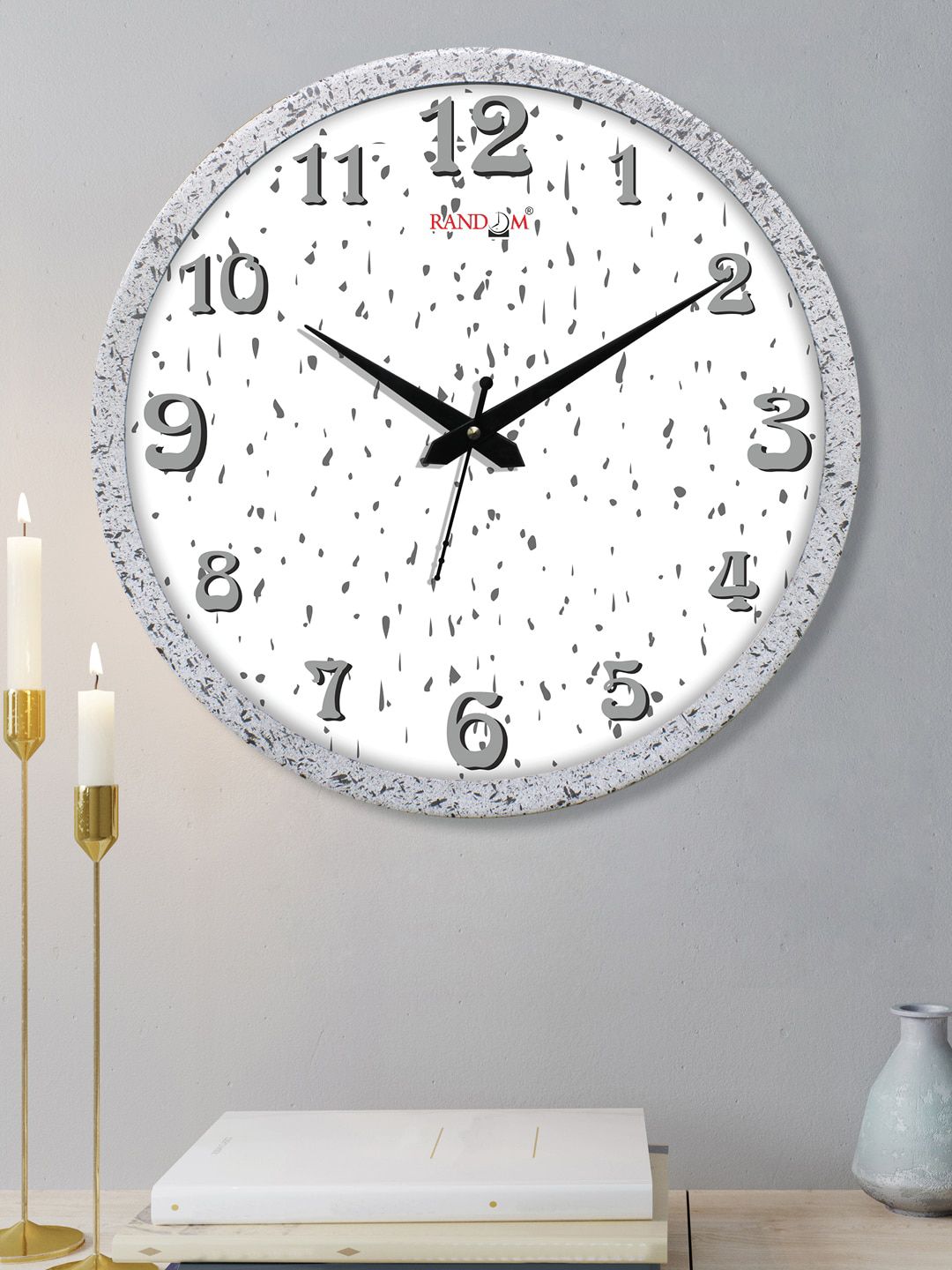 RANDOM White & Grey Printed Contemporary Wall Clock Price in India