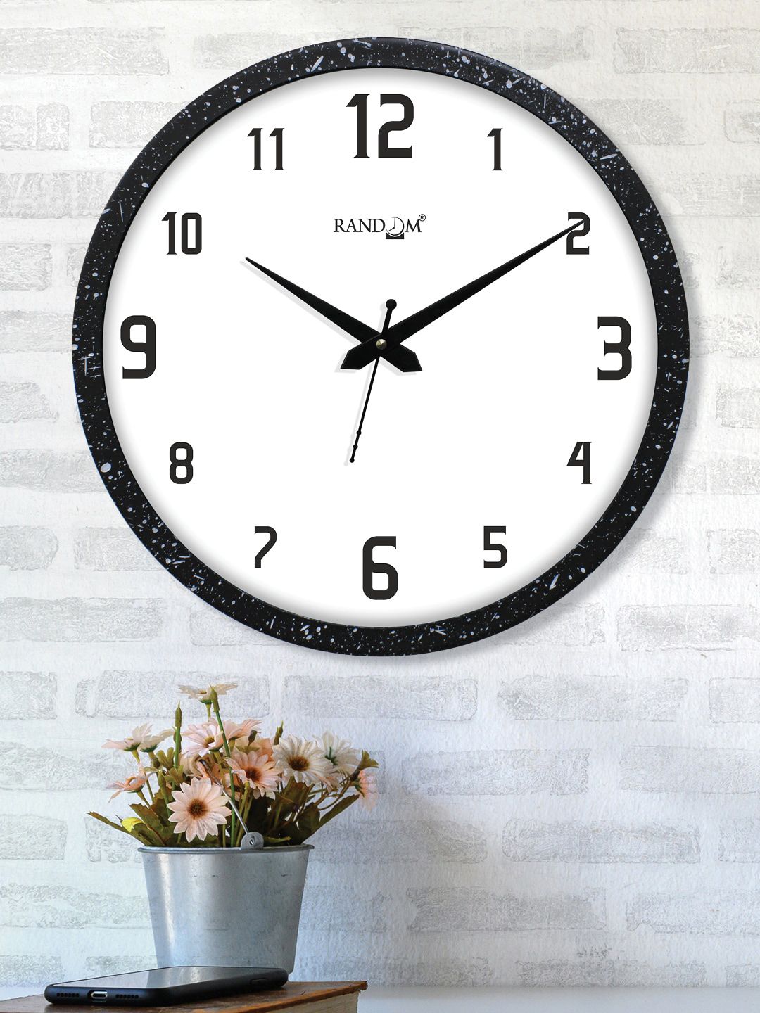 RANDOM White & Black Printed Contemporary Wall Clock Price in India