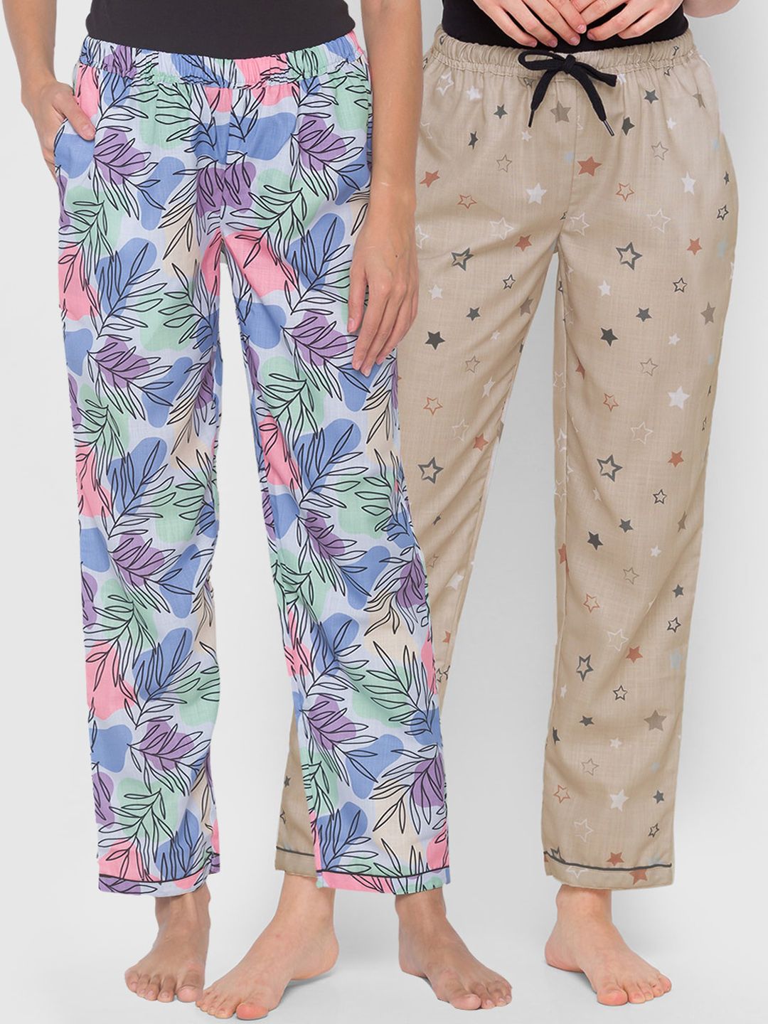 FashionRack Pack Of 2 Printed Cotton Lounge Pants Price in India