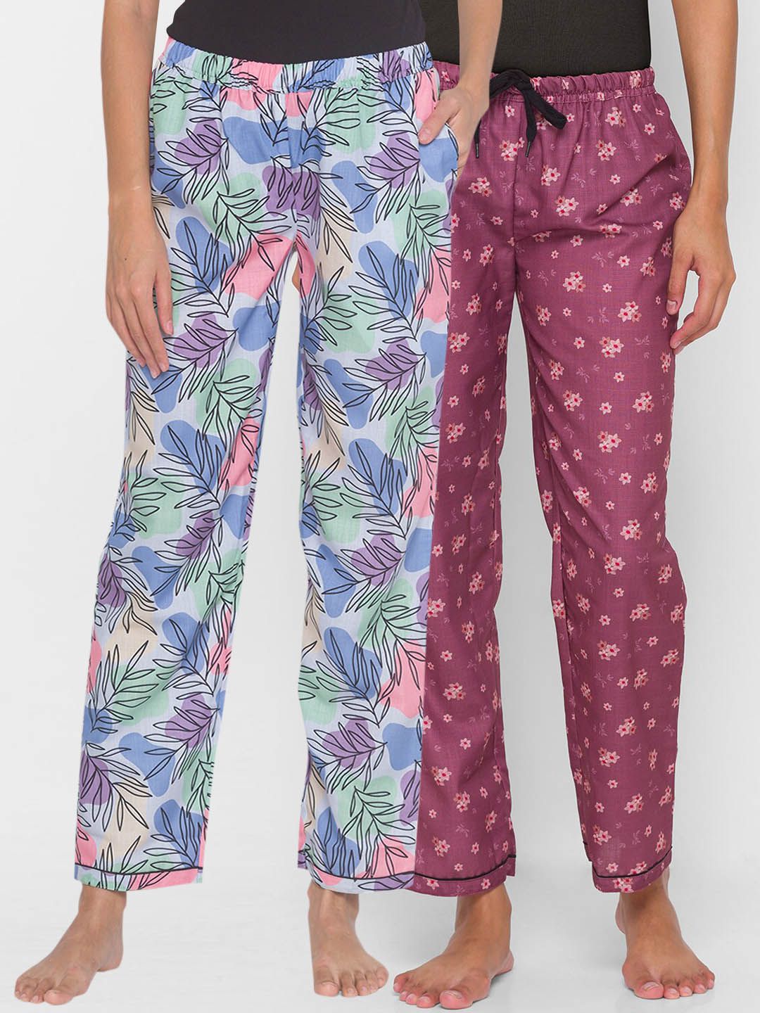 FashionRack Women Pack of 2 Printed Lounge Pants Price in India