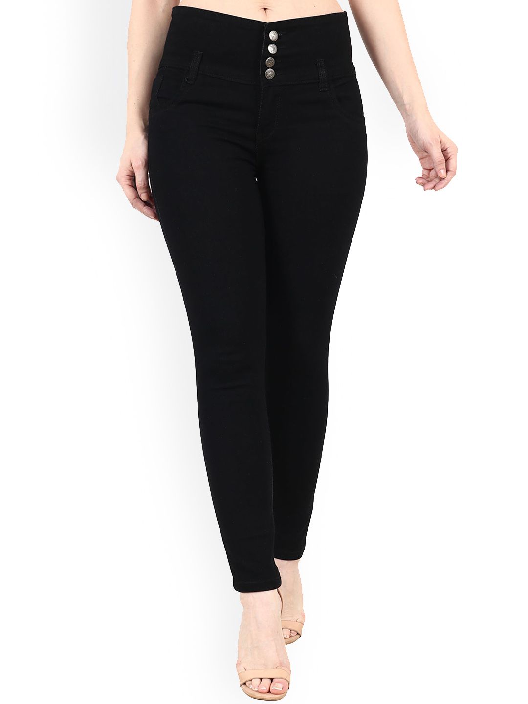 POMPOUS Women Black Slim Fit High-Rise Stretchable Jeans Price in India