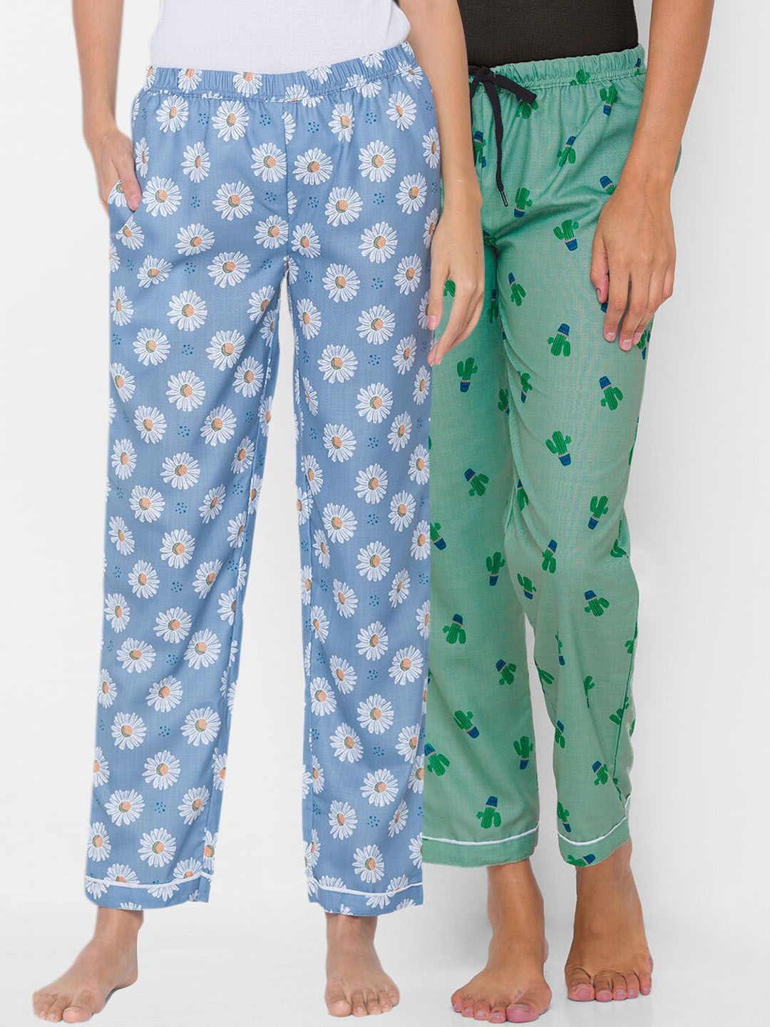 FashionRack Women Pack of 2 Printed Cotton Lounge Pants Price in India