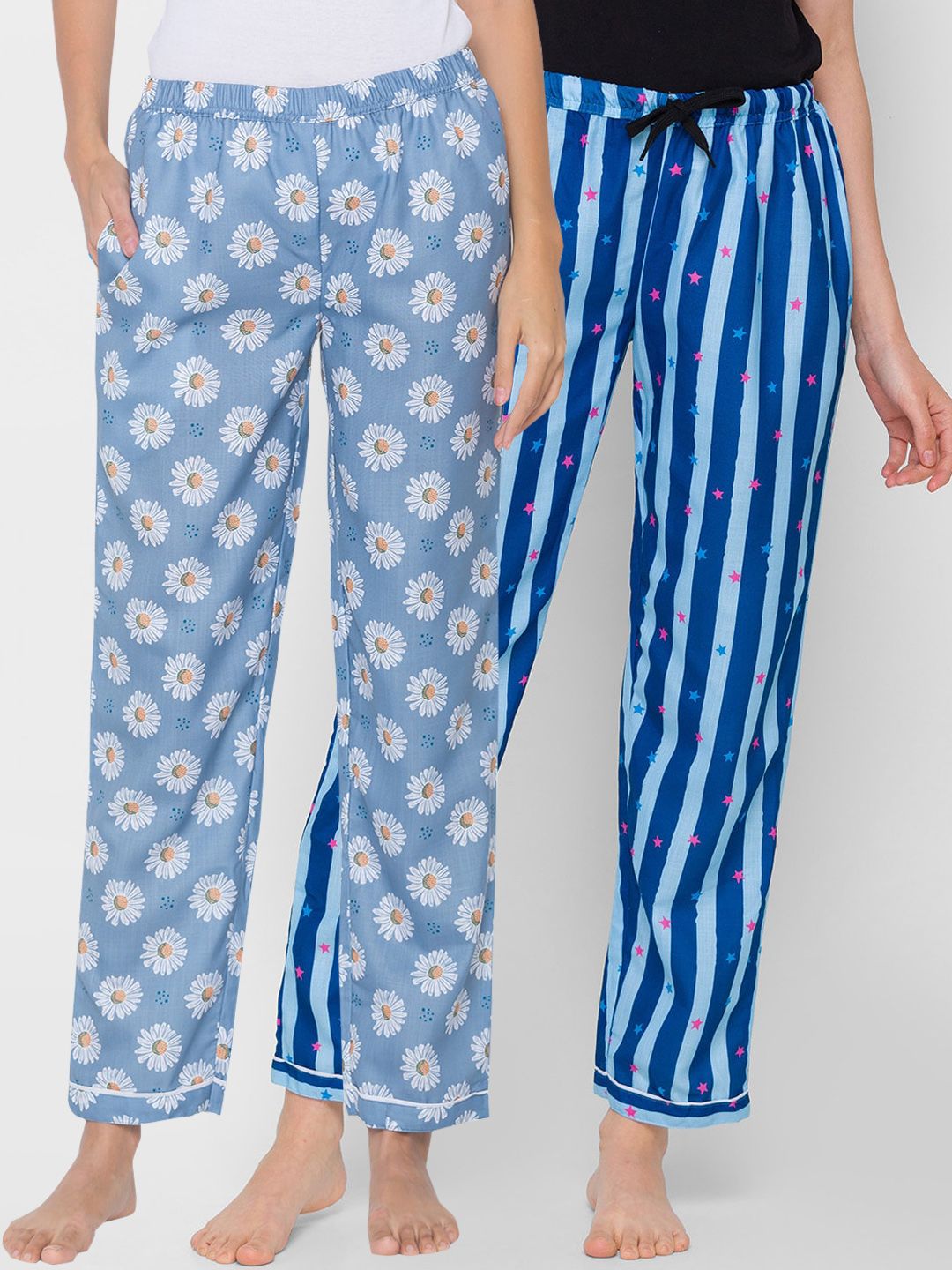 FashionRack Women Pack of 2 Printed Cotton Lounge Pants Price in India