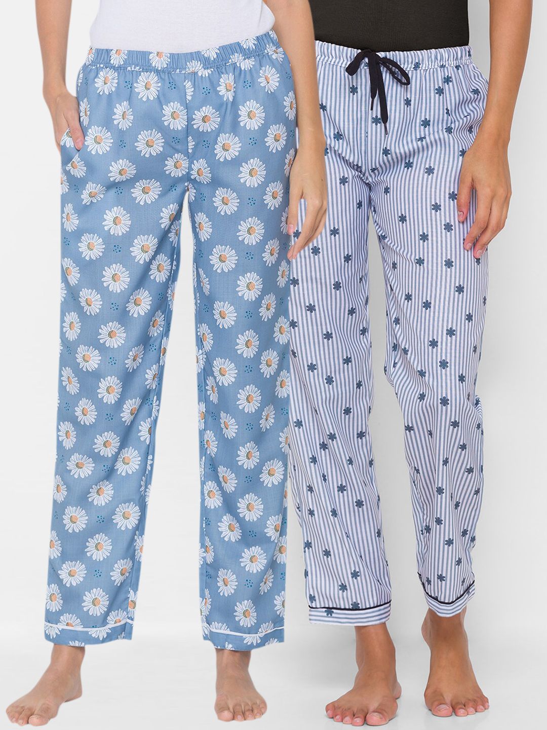 FashionRack Women Pack of 2 Floral Cotton Lounge Pants Price in India