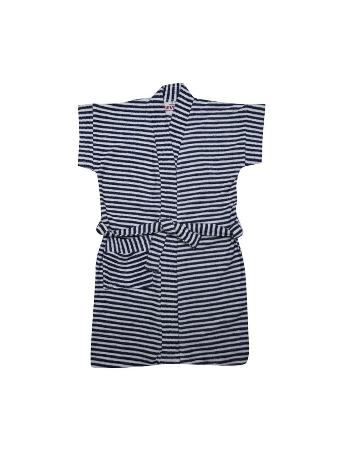 BUMZEE Kids Boys Navy Blue Striped Bath Robe