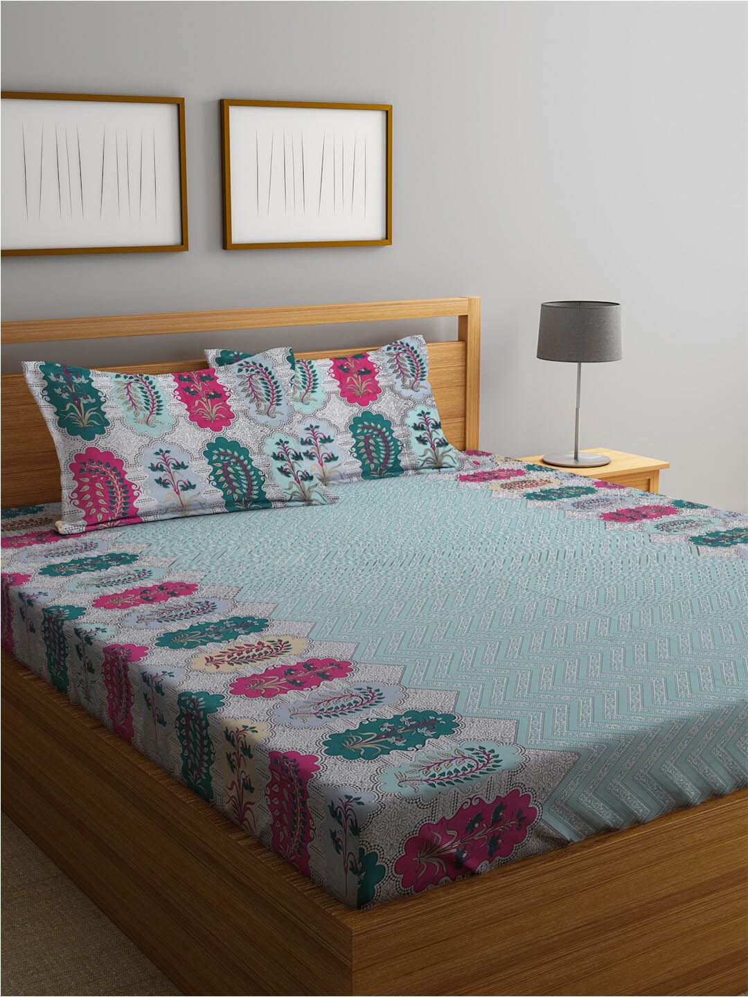 KLOTTHE Unisex Green Bedsheets Price in India