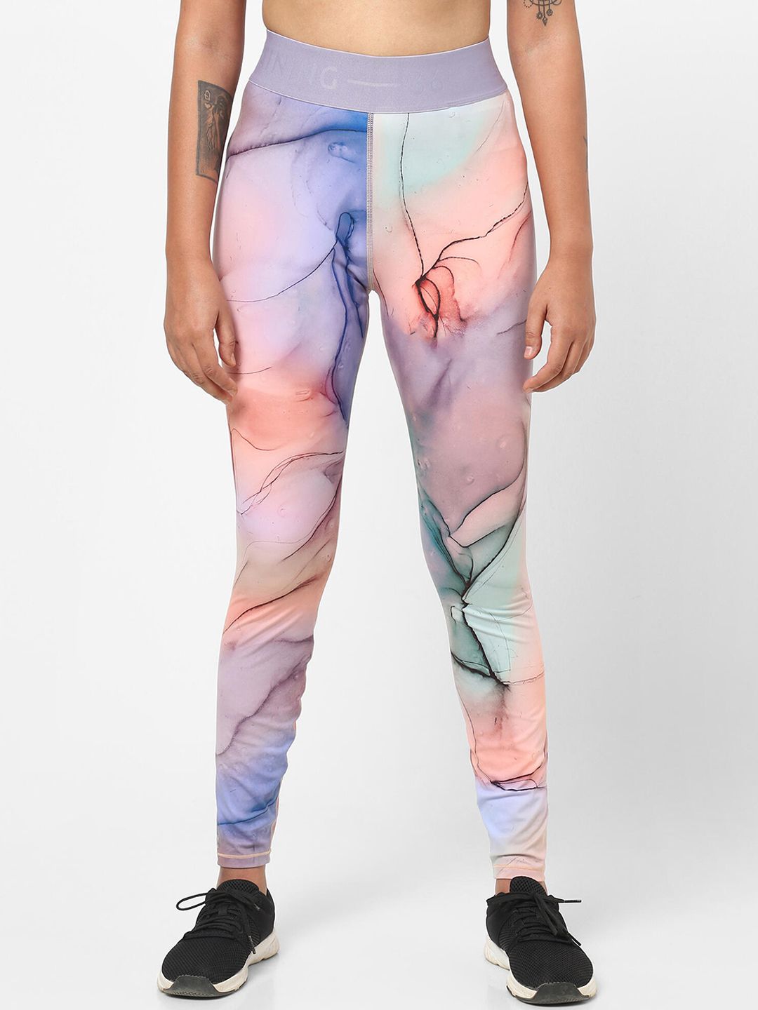 Domyos By Decathlon Women Multicoloured Printed Polyester Gym Tights Price in India