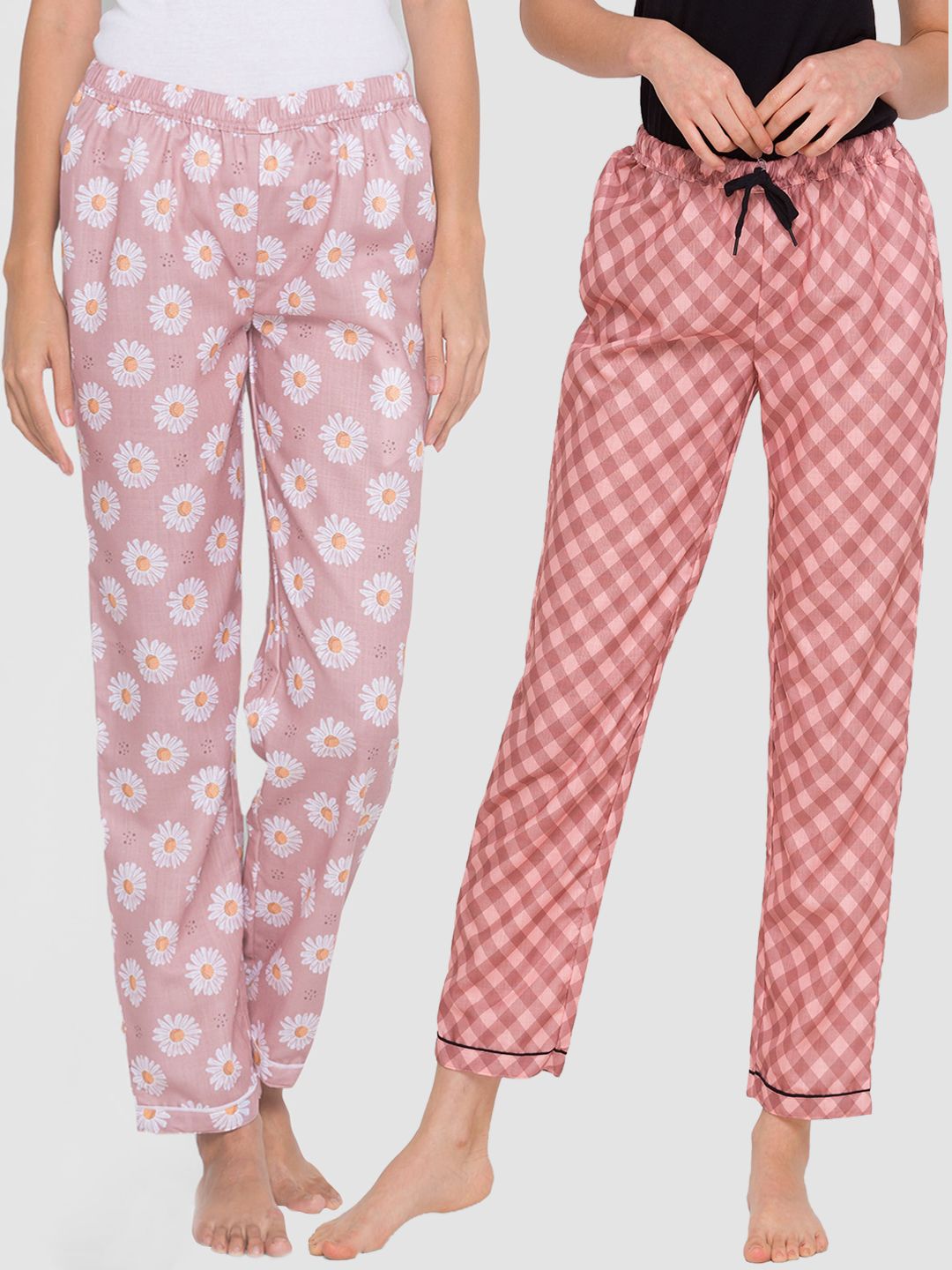 FashionRack Women Pack of 2 Printed Cotton Lounge Pants Price in India