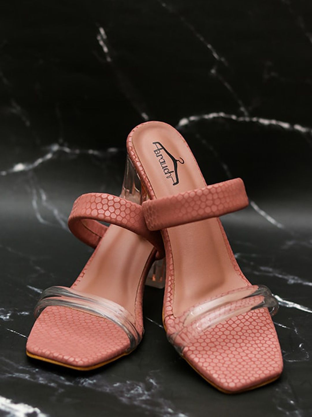 Brauch Peach-Coloured Block Sandals Price in India