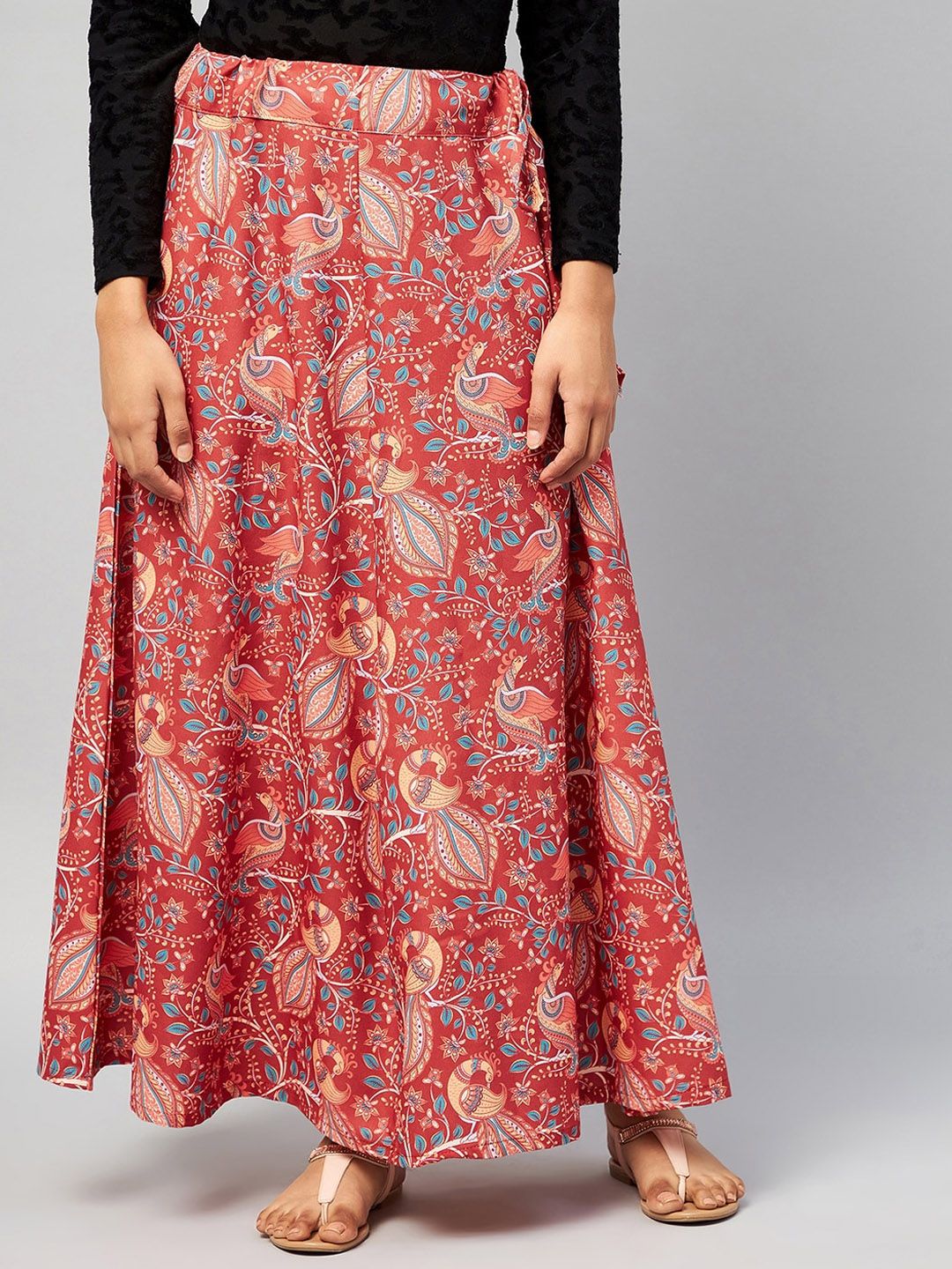 InWeave Women Red Printed A-Line Skirt