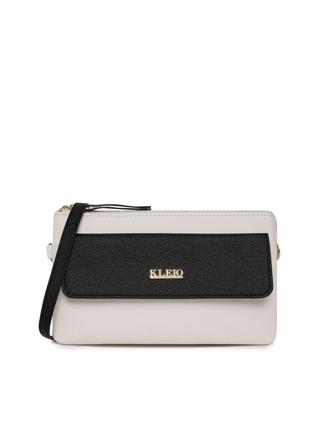 KLEIO White Colourblocked PU Sling Bag Price in India