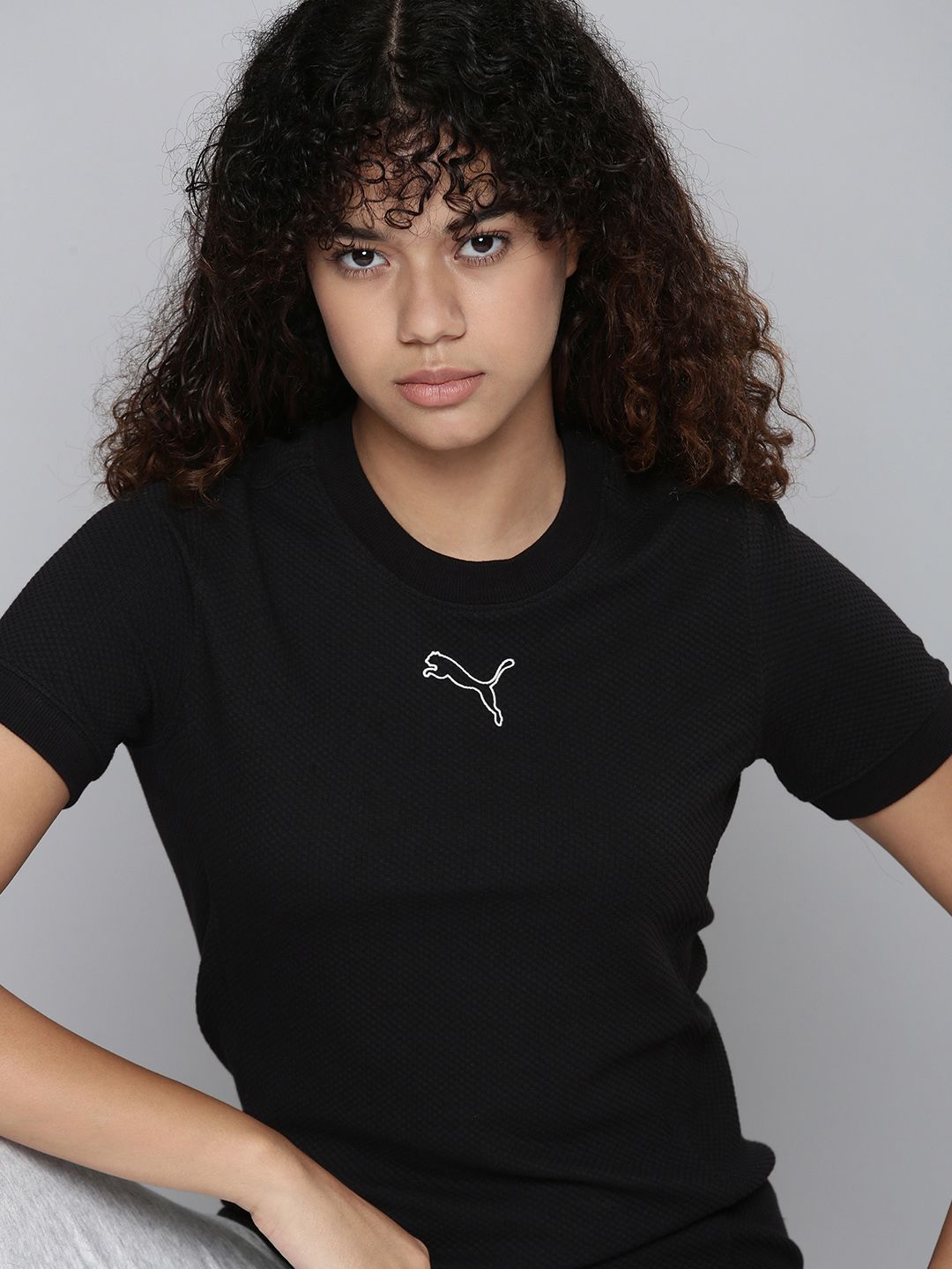 Puma Women Black Slim Fit T-shirt Price in India