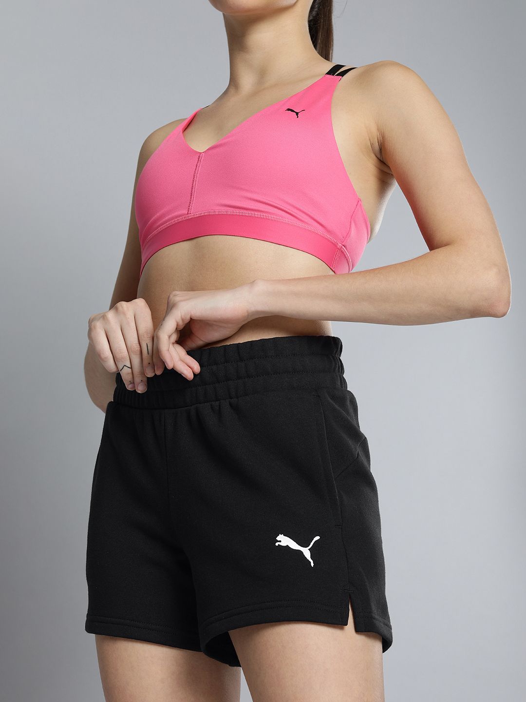 Puma Women Black Brand Logo Print Outdoor Sports Shorts Price in India