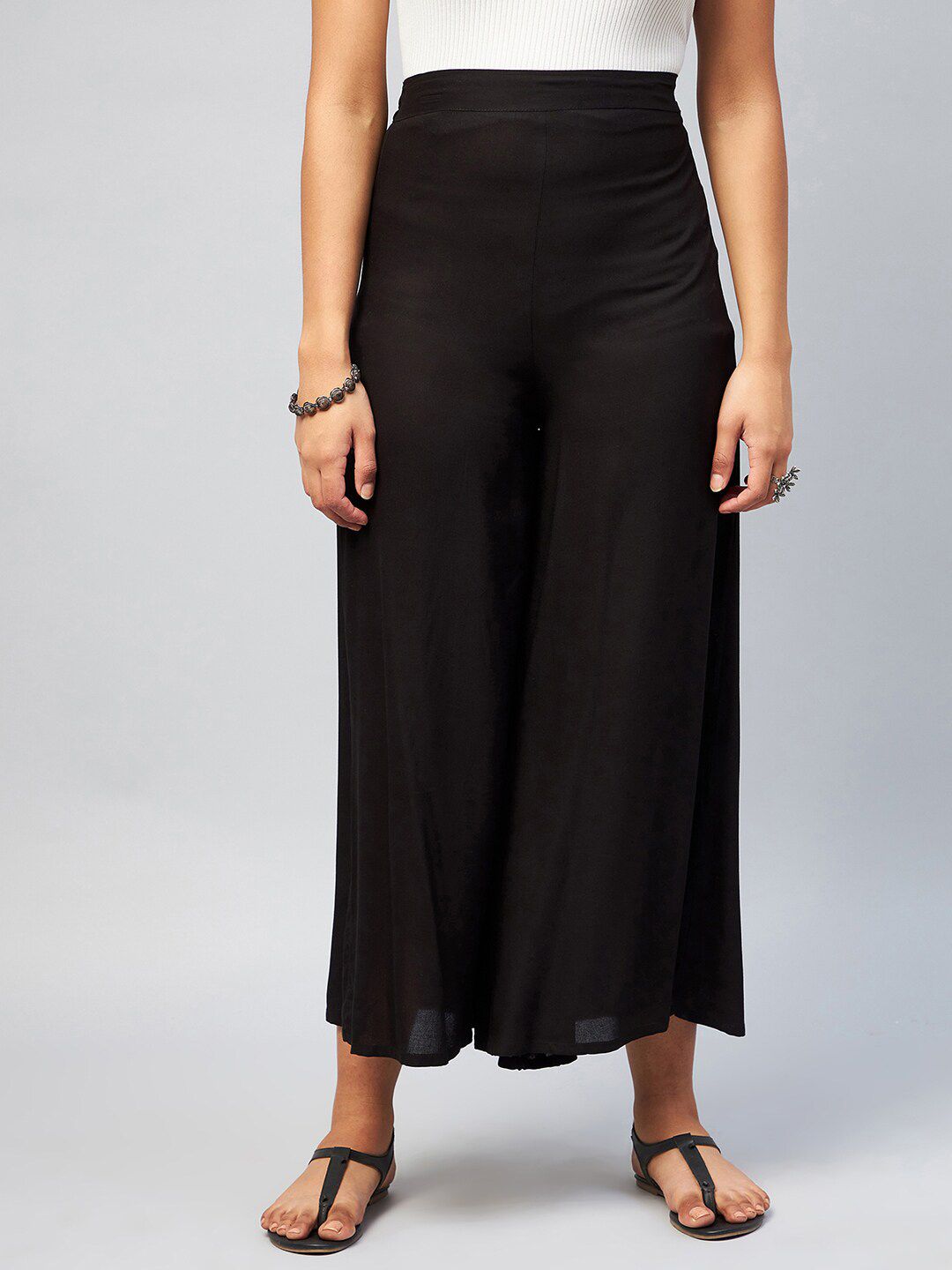InWeave Women Black Flared Palazzos
