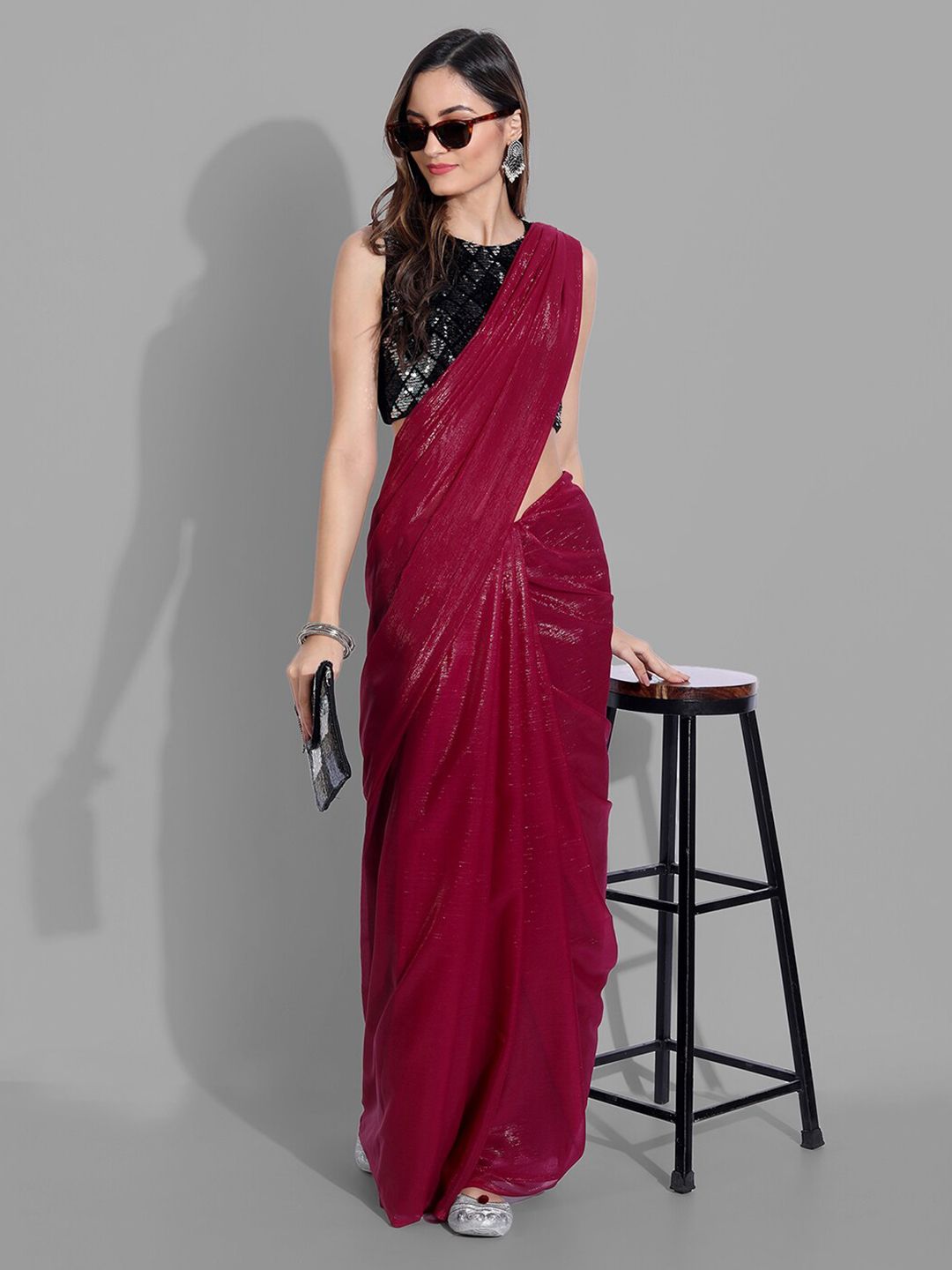 Mitera Pink & Magenta Solid Bomkai silk Saree Price in India