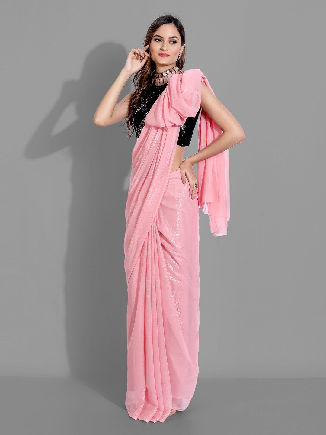 Mitera Women Baby Pink Bomkai silk Saree Price in India