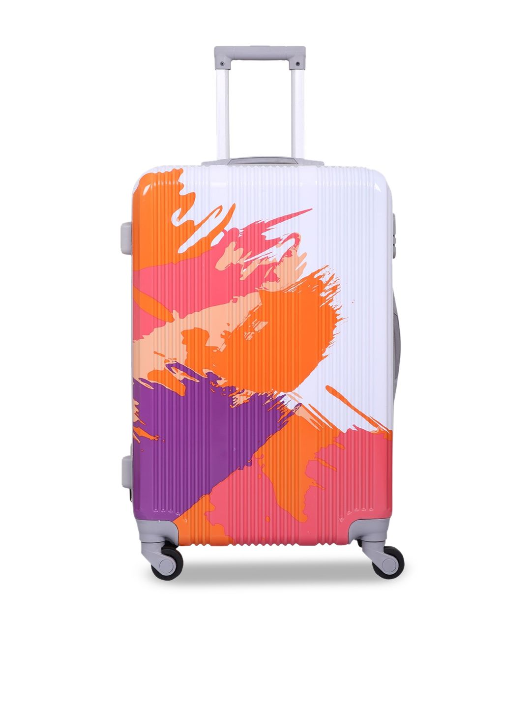 Polo Class Orange Textured Hard-Sided Medium Trolley Suitcase Price in India