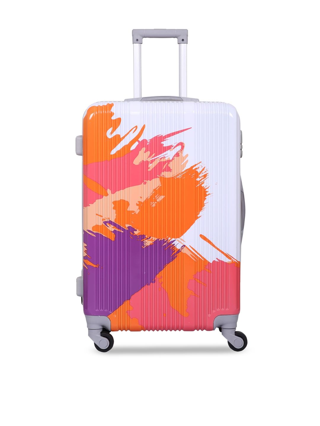 Polo Class Orange & White Printed Hard Sided Trolley Bag - Small Price in India