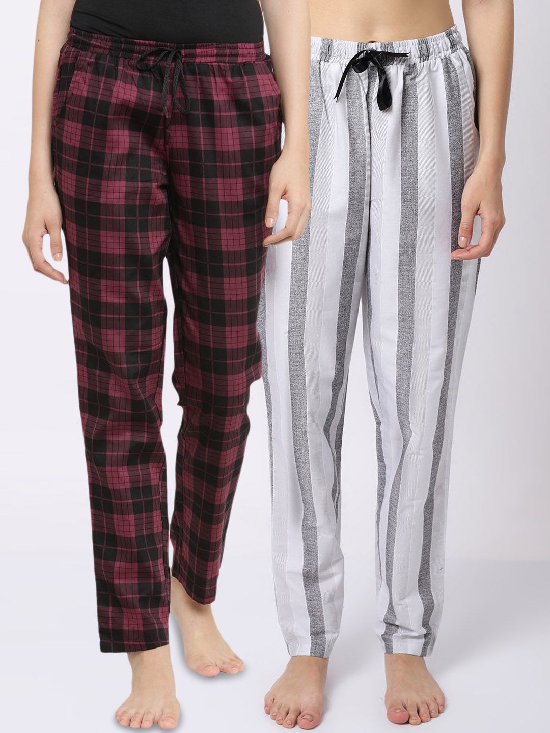 Claura Women Pack Of 2 Striped Lounge Pants Price in India