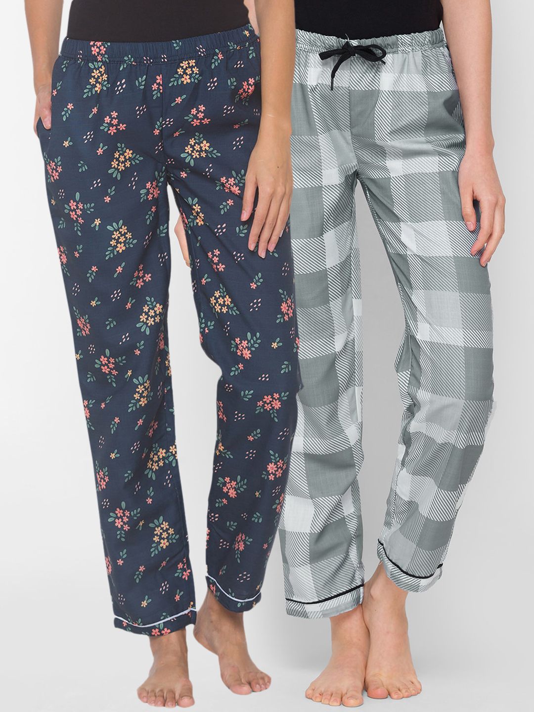 FashionRack Women Pack of 2 Printed Cotton Lounge Pants Price in India