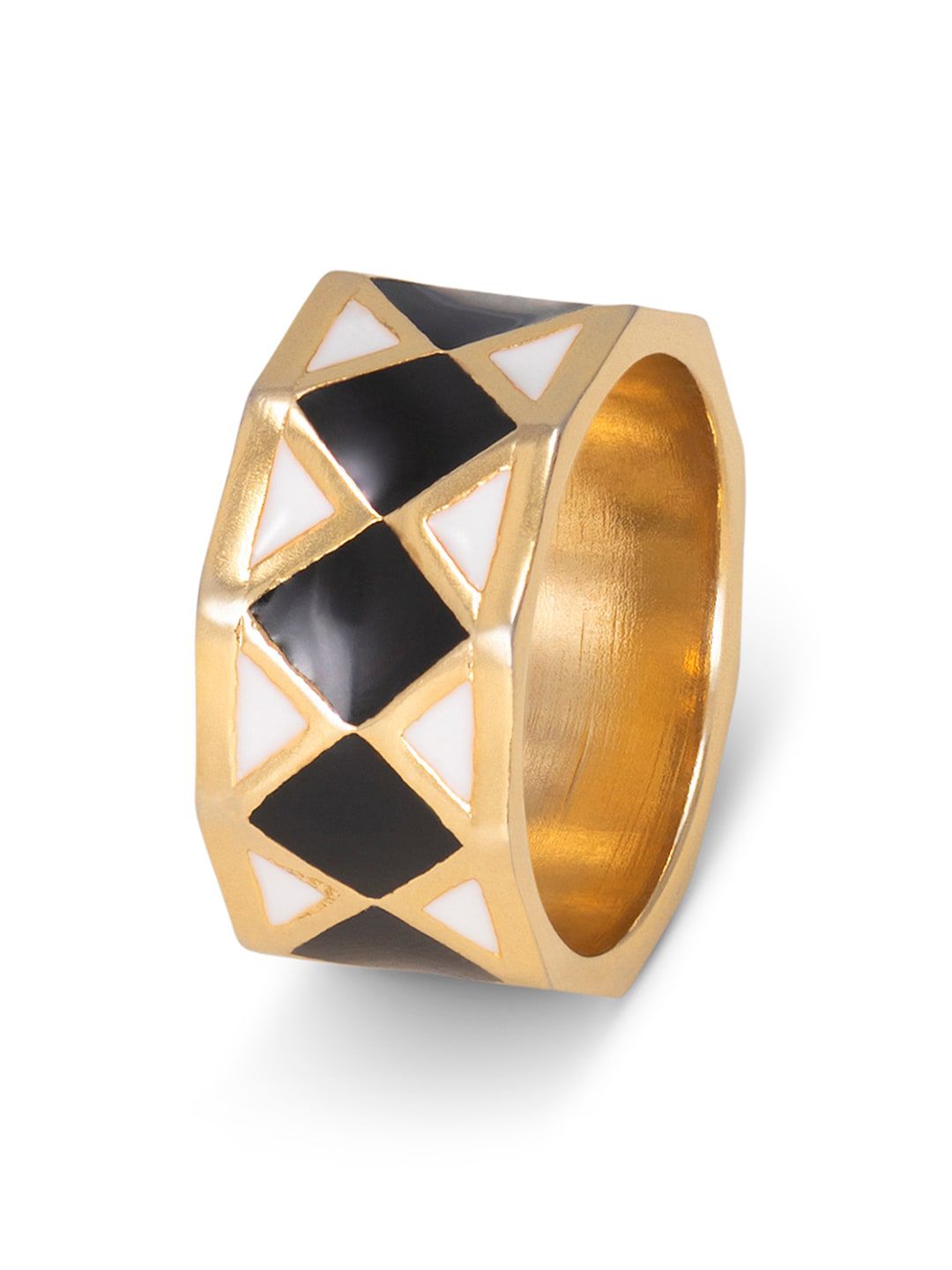 MNSH Black & Gold-Toned & Plated Hexa Finger Ring Price in India