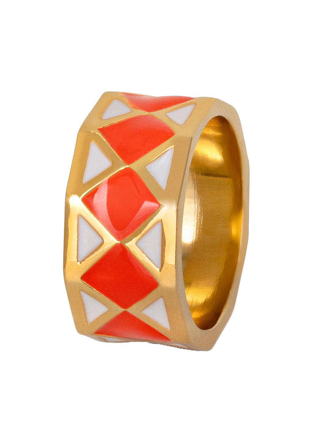 MNSH Gold-Toned & Orange Enamelled Ring Price in India